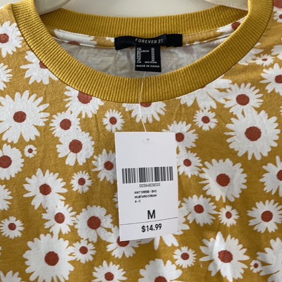 Forever 21 Retro Yellow Floral Print T-Shirt Dress - Picture 6 of 9